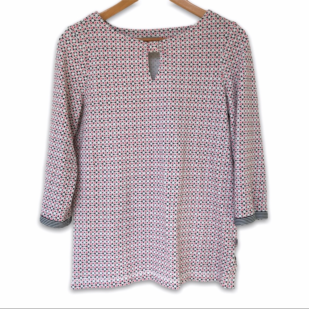 T By Talbots Pink Patterned 3/4 Sleeve Top Size M